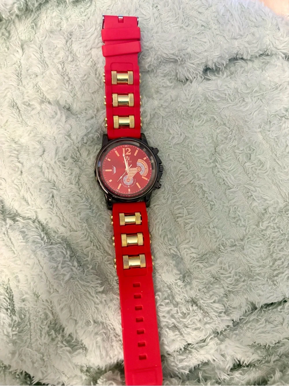 New- classic Red Sport Watch with Gold Accents Christmas perfect gift